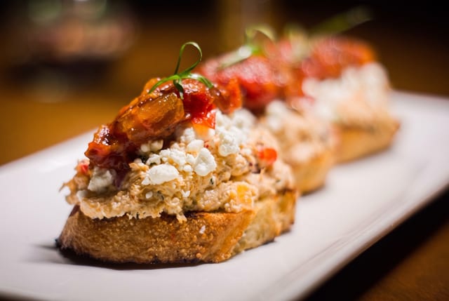 Goat Cheese & Crab Toast.