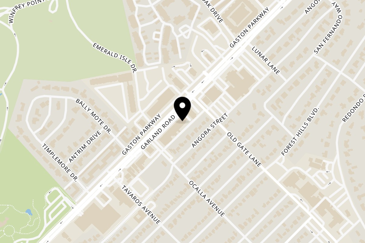 Map showing the location of Lounge Here on 9028 Garland Rd in Dallas